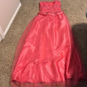 Pink Strapless Prom Dress